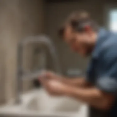 A professional plumber working on a sink, emphasizing skilled labor