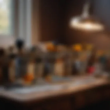 Painting supplies and tools for bedroom project