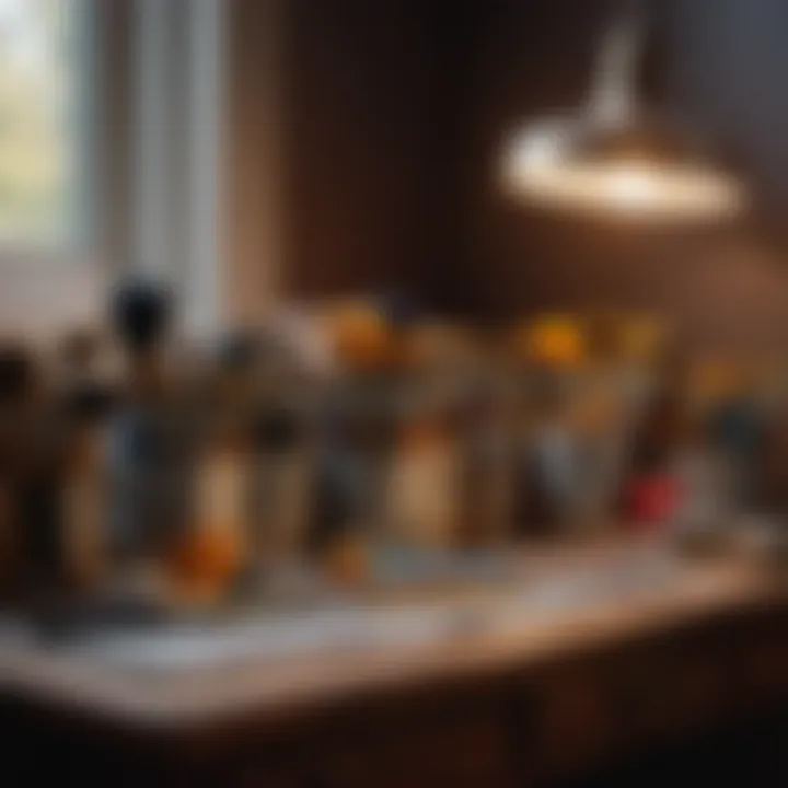 Painting supplies and tools for bedroom project