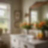 Charming Country Cottage Bathroom Vanity with Floral Accents