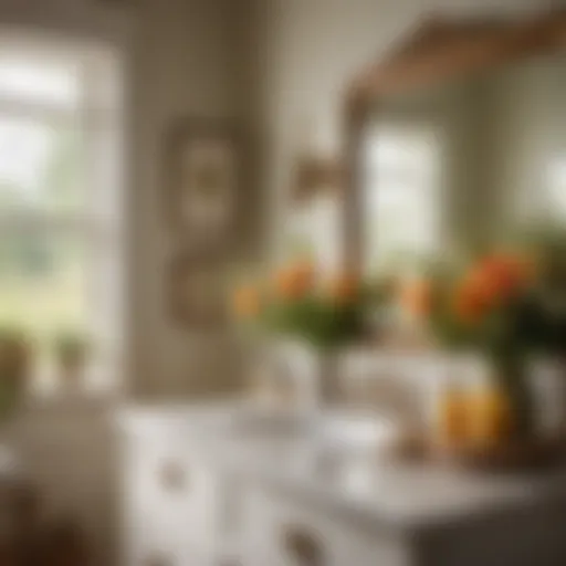 Charming Country Cottage Bathroom Vanity with Floral Accents