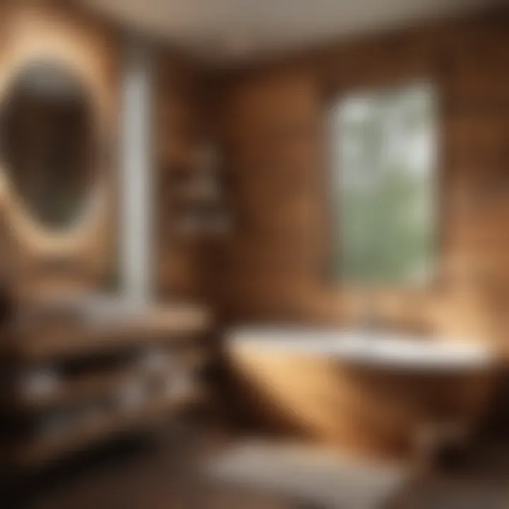 Inviting Bathroom with Natural Wood Features Cozy Bathroom with Warm Wood Accents and Natural Lighting