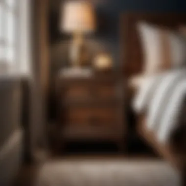 Charming Rustic Brown Nightstand Cozy Bedroom Corner with Rustic Brown Nightstand