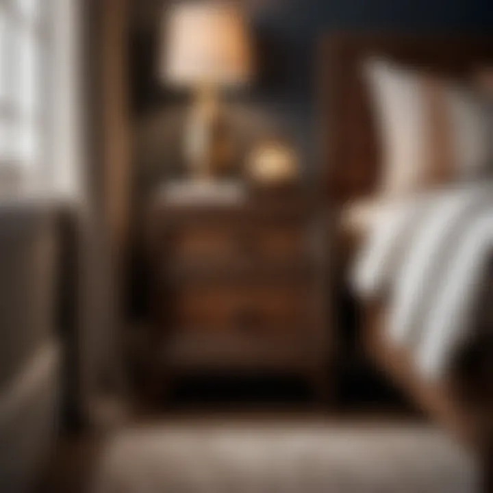 Charming Rustic Brown Nightstand Cozy Bedroom Corner with Rustic Brown Nightstand