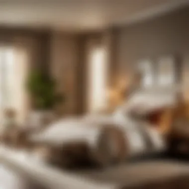 Cozy and inviting bedroom set with warm tones and textures