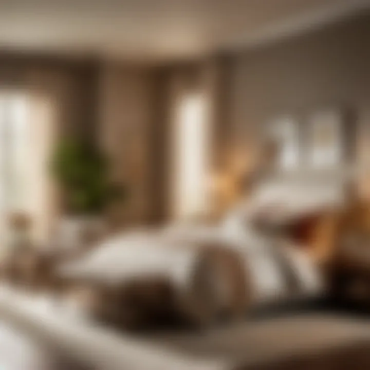 Cozy and inviting bedroom set with warm tones and textures