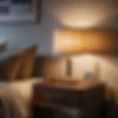 Night lamp on bedside table creating a cozy and relaxing atmosphere