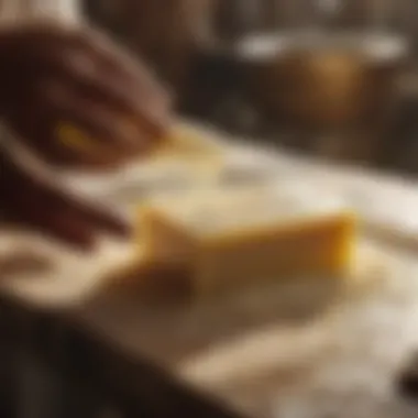 Artisanal Creation Process Crafting lye soap with botanical essences