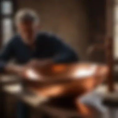 Artisan crafting copper basin