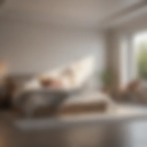 Calm minimalist bedroom featuring natural light and soft color palette