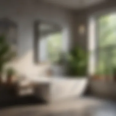 Tranquil bathroom setting with plants and natural light enhancing warmth