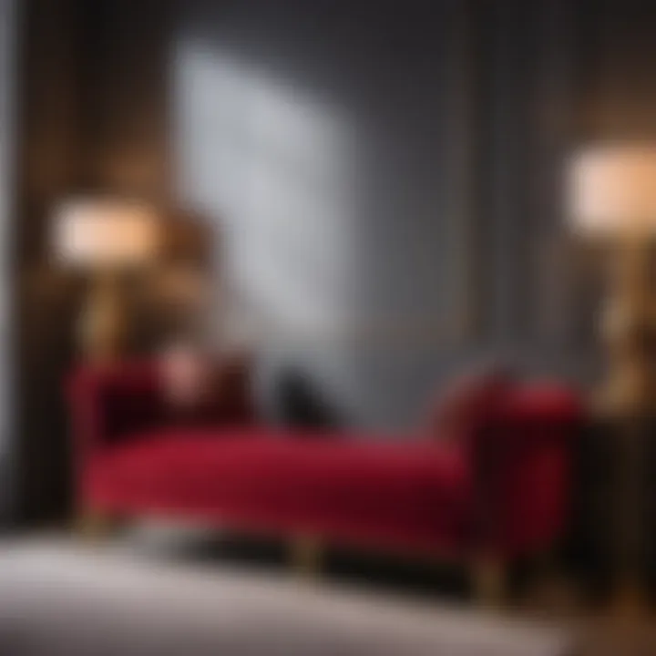 Elegant Crimson Velvet Red Bench