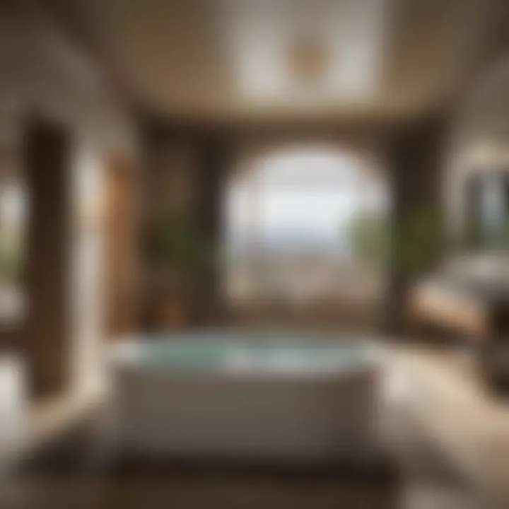 Relaxing atmosphere with a custom jacuzzi bathtub in a spa-like setting