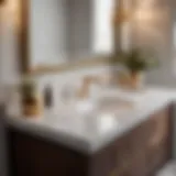 Elegant marble countertop on custom bathroom vanity