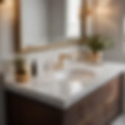 Elegant marble countertop on custom bathroom vanity