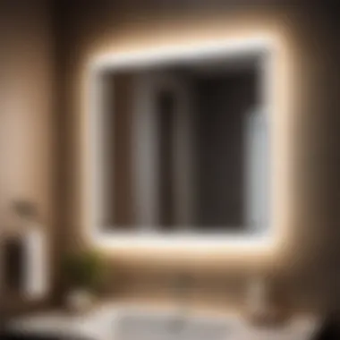 Customized 18-inch wide mirror with LED lighting for modern ambiance