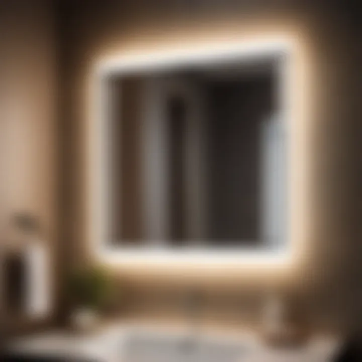Customized 18-inch wide mirror with LED lighting for modern ambiance
