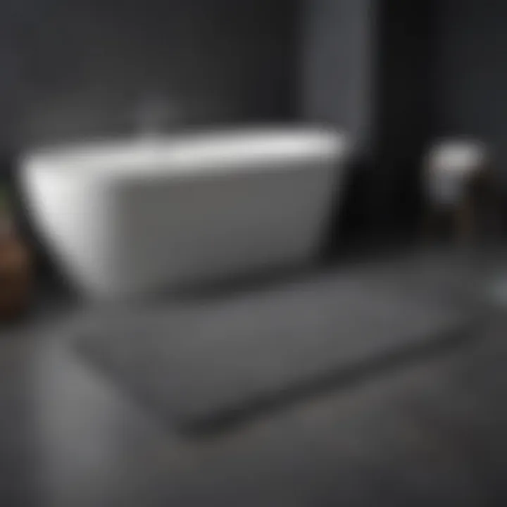 Sophisticated dark grey bathroom mat enhancing a modern bathroom