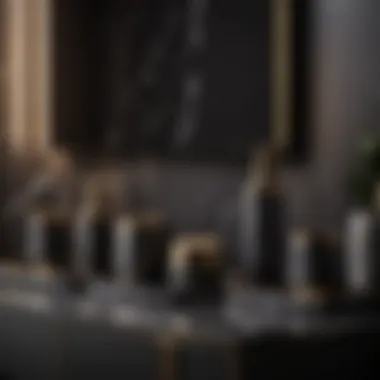 Luxurious Dark Grey Marble Bathroom Accessories Set Dark grey marble bathroom accessories set