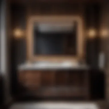 Luxurious Dark Wood Vanity Luxurious dark wood vanity with marble countertop
