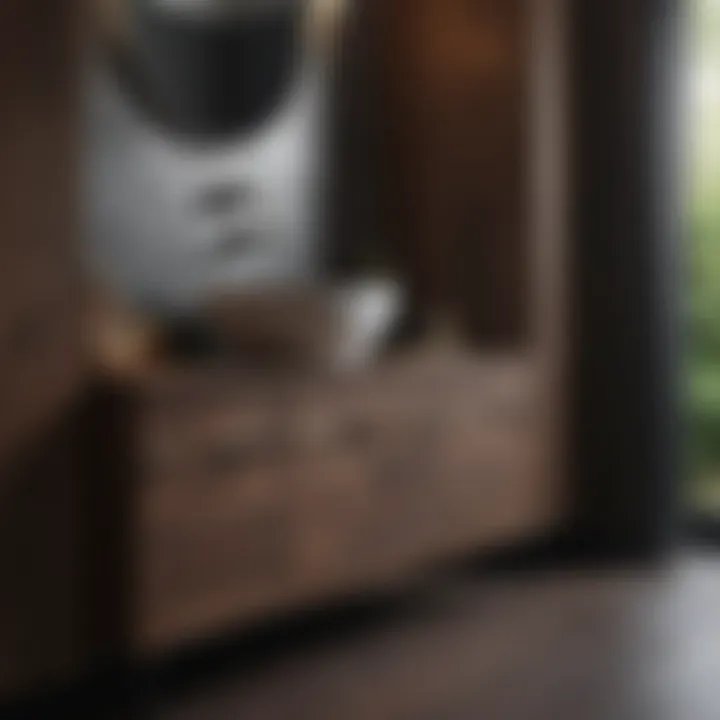 Well-Maintained Dark Wood Bathroom Cabinet Well-maintained dark wood bathroom cabinet showcasing rich textures