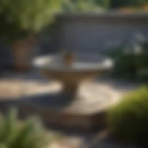 Elegant bird bath adorned with natural stones