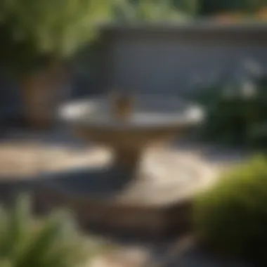 Bird Bath with Natural Stone Accents Elegant bird bath adorned with natural stones