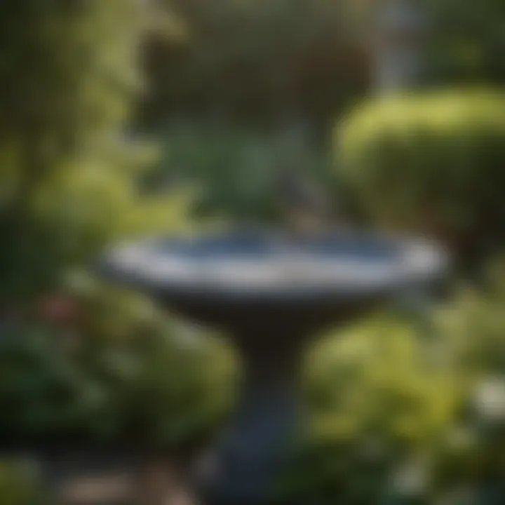 Bird Bath Harmoniously Blended with Garden Elements Bird bath integrated into a lush garden setting
