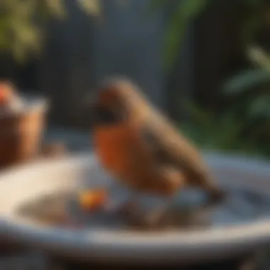 Seasonal Touches for Bird Bath Decoration Seasonal decorations enhancing a bird bath's appeal