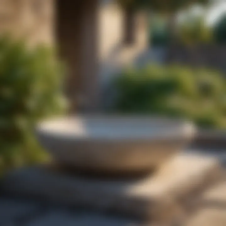 Stunning stone bird bath featuring a modern minimalist design