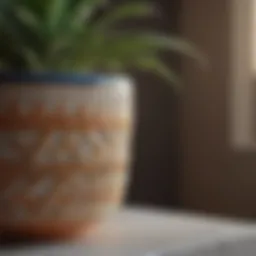 Modern ceramic pot with intricate geometric design