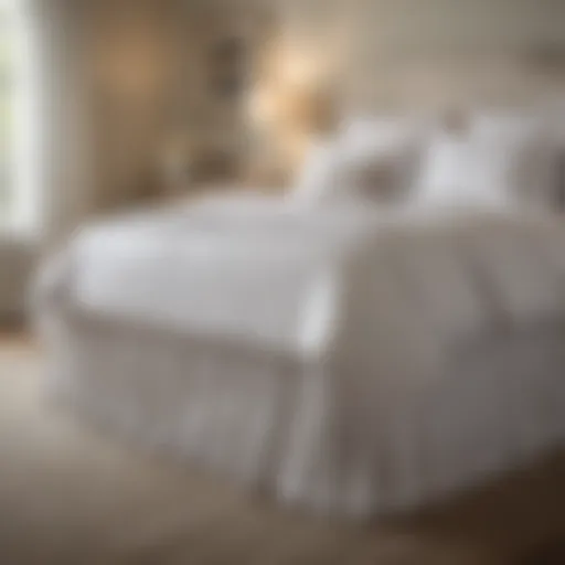 Elegant white bed skirt enhancing bedroom aesthetics
