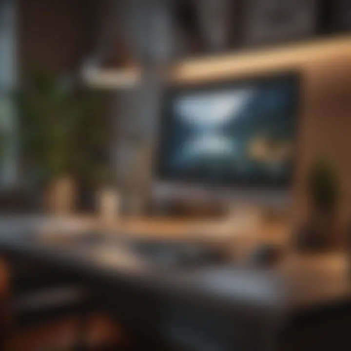 Technology-Integrated Work Surface A deep desk showcasing integrated technology for productivity.