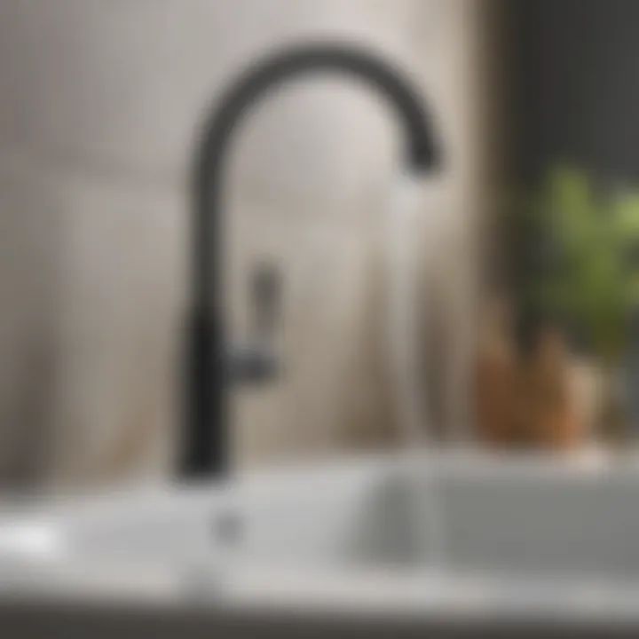 Delta Trinsic Matte Black Bathroom Faucet with Water Running