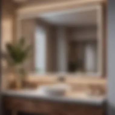 Design cohesion achieved with large mirror above vanity