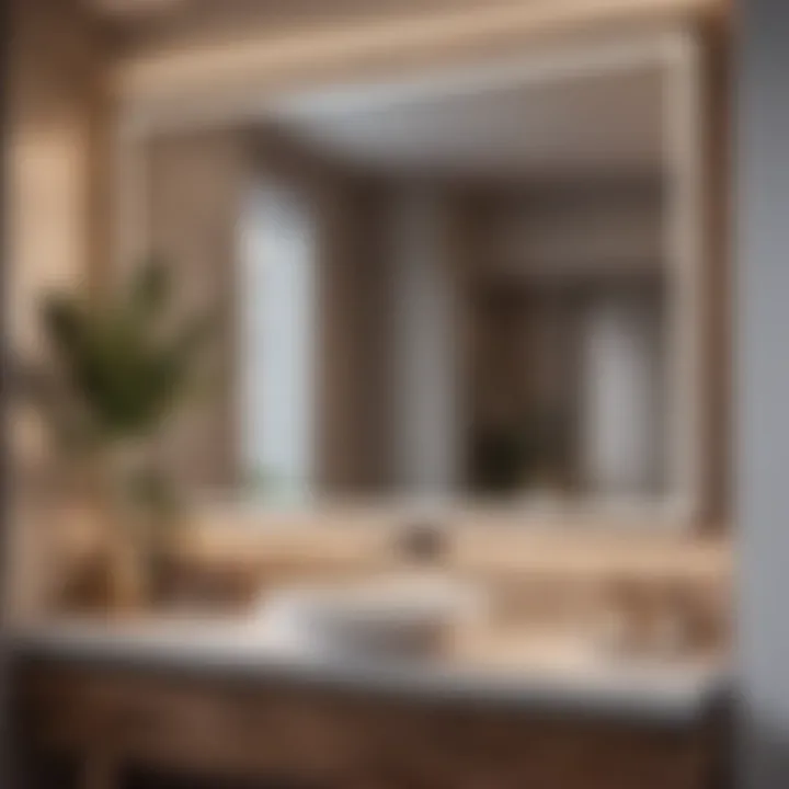 Design cohesion achieved with large mirror above vanity