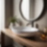Elegant drop-in oval bathroom sink without faucet holes in modern bathroom
