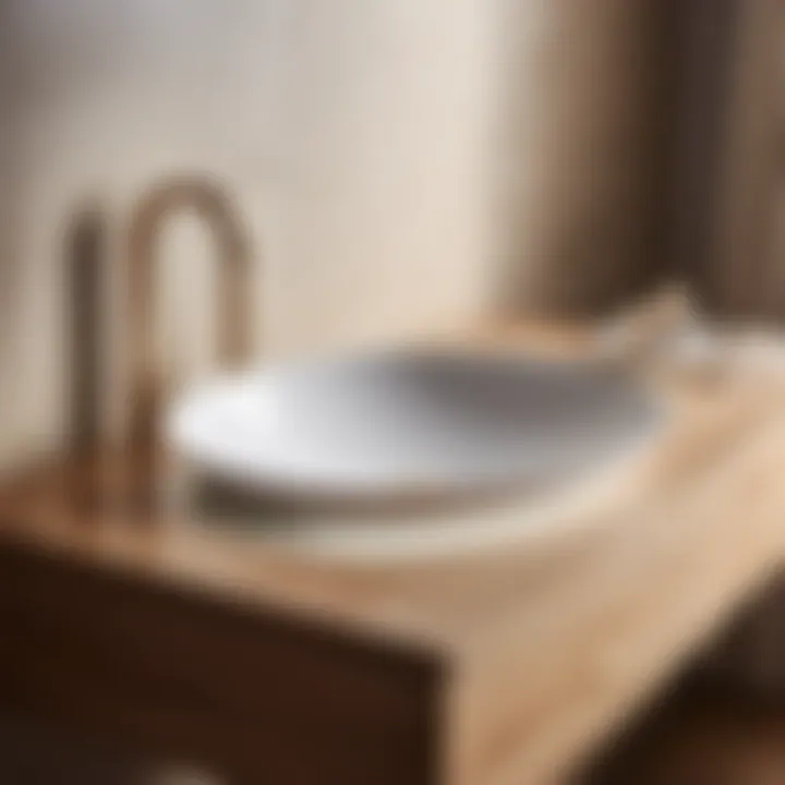 Seamless Design Detail Close-up of seamless drop-in oval bathroom sink design