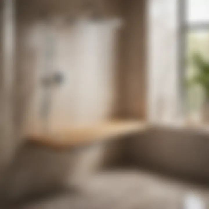 Senior-friendly adjustable shower seat in a bathroom