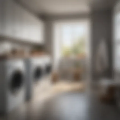 Minimalist laundry room with detergent bottle