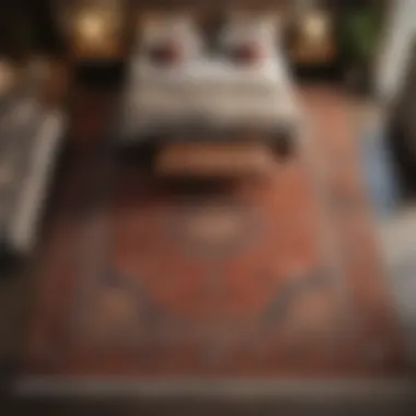 Rug placement diagram with furniture arrangement
