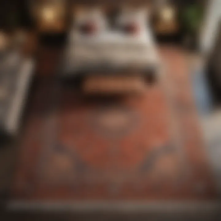 Rug placement diagram with furniture arrangement