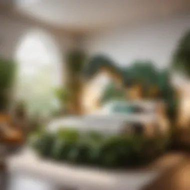 Enchanting Dinosaur Bed Frame Amidst Nature Dinosaur-themed bed frame in lush greenery