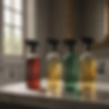 Homemade cleaning sprays in glass bottles