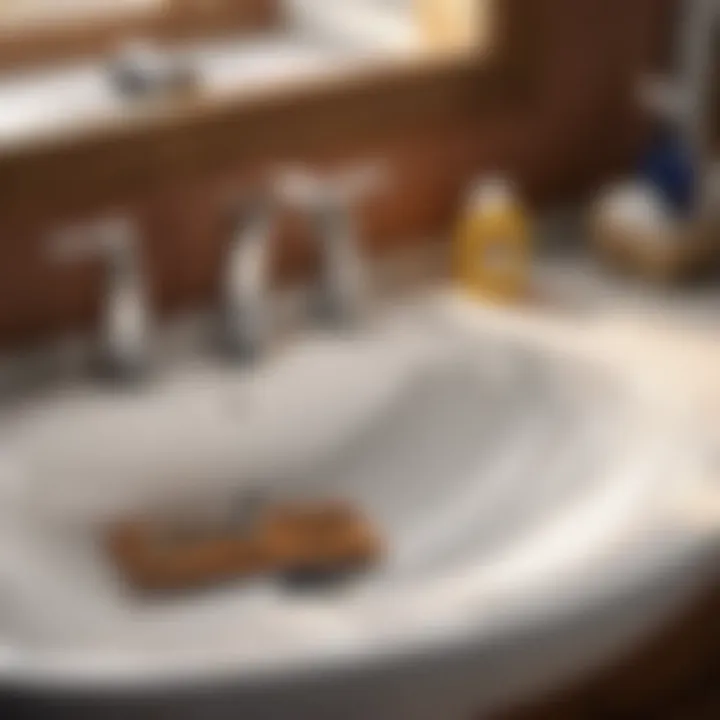 Illustration of various tools for DIY repair of a bathroom sink