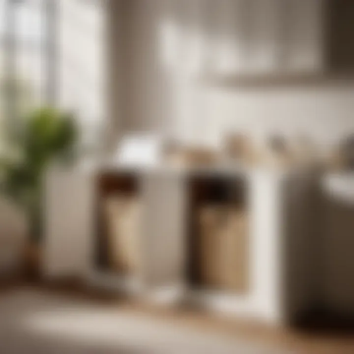 Functional Design of Double Laundry Hamper Compartments Functional and elegant double laundry hamper showcasing separate compartments