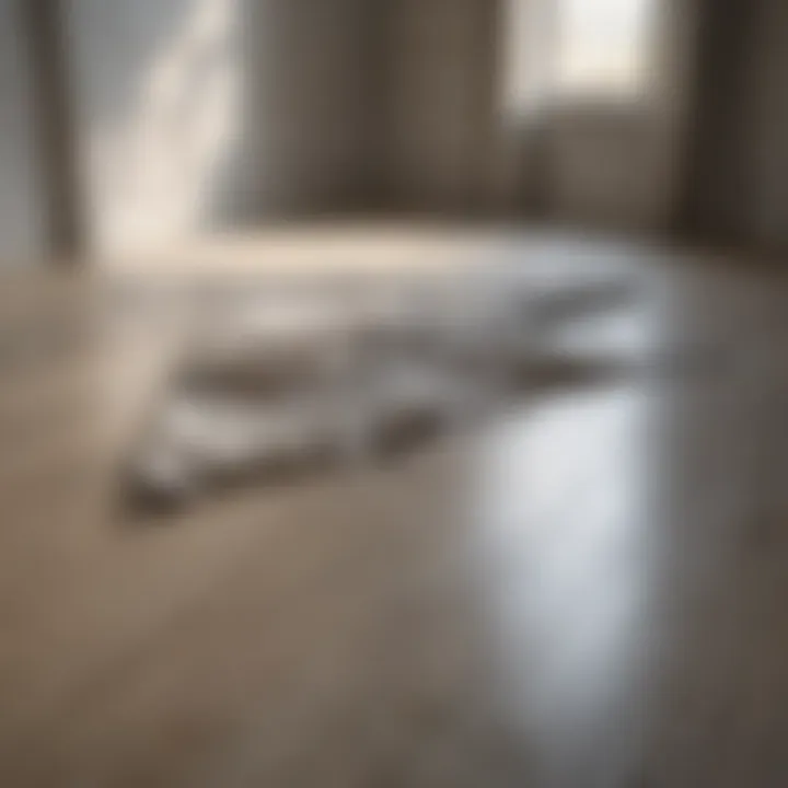 Drop cloth covering the floor