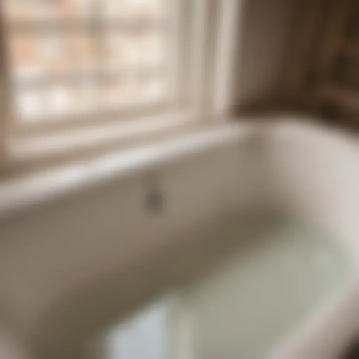 Precision Installation Close-up of drop-in bathtub installation process