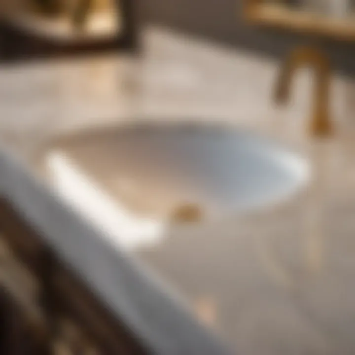 Polished Surface of Durable Marble Countertop Close-up of shiny, polished marble bath countertop surface