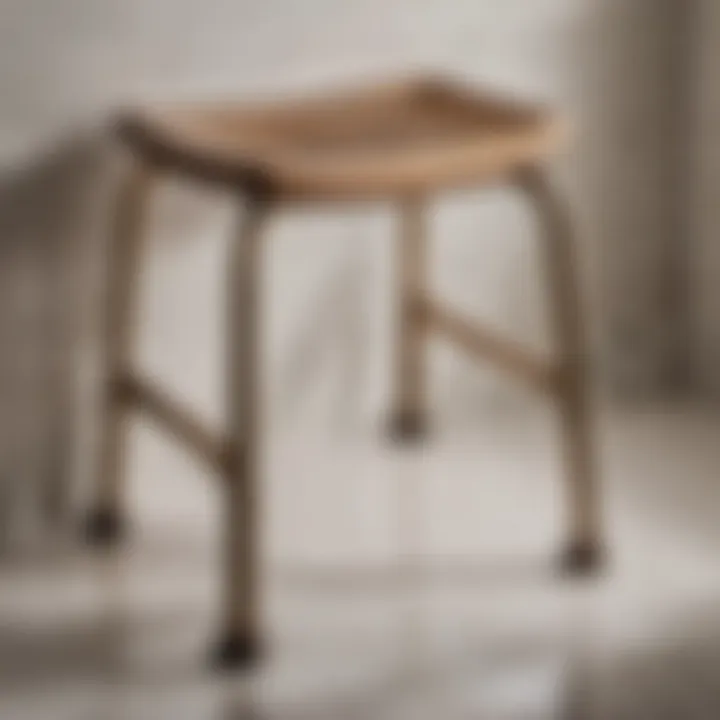 A close-up of a sturdy and durable shower stool made of high-quality materials